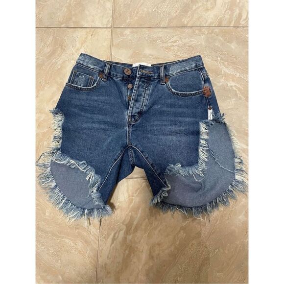 One Teaspoon HOLLYWOOD FRANKIES LONG LENGTH DENIM SHORT Size 24 - Picture 8 of 13